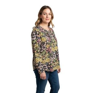 NWT Talbots 100% Cotton Floral Long-Sleeve Blouse in Size XL